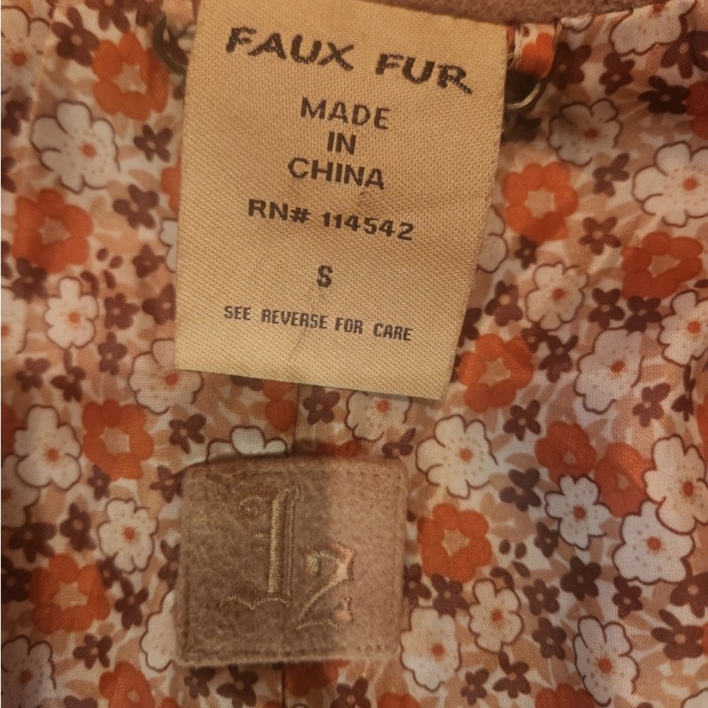 Jou Jou Camel Pea Coat with Leopard Faux Fur Accents - Picture 5 of 10